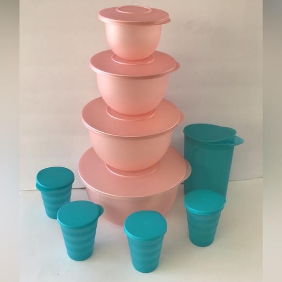 Tupperware Impressions Classic Bowl Set (4) & Jug (4) Tumbler - Picture 1 of 12